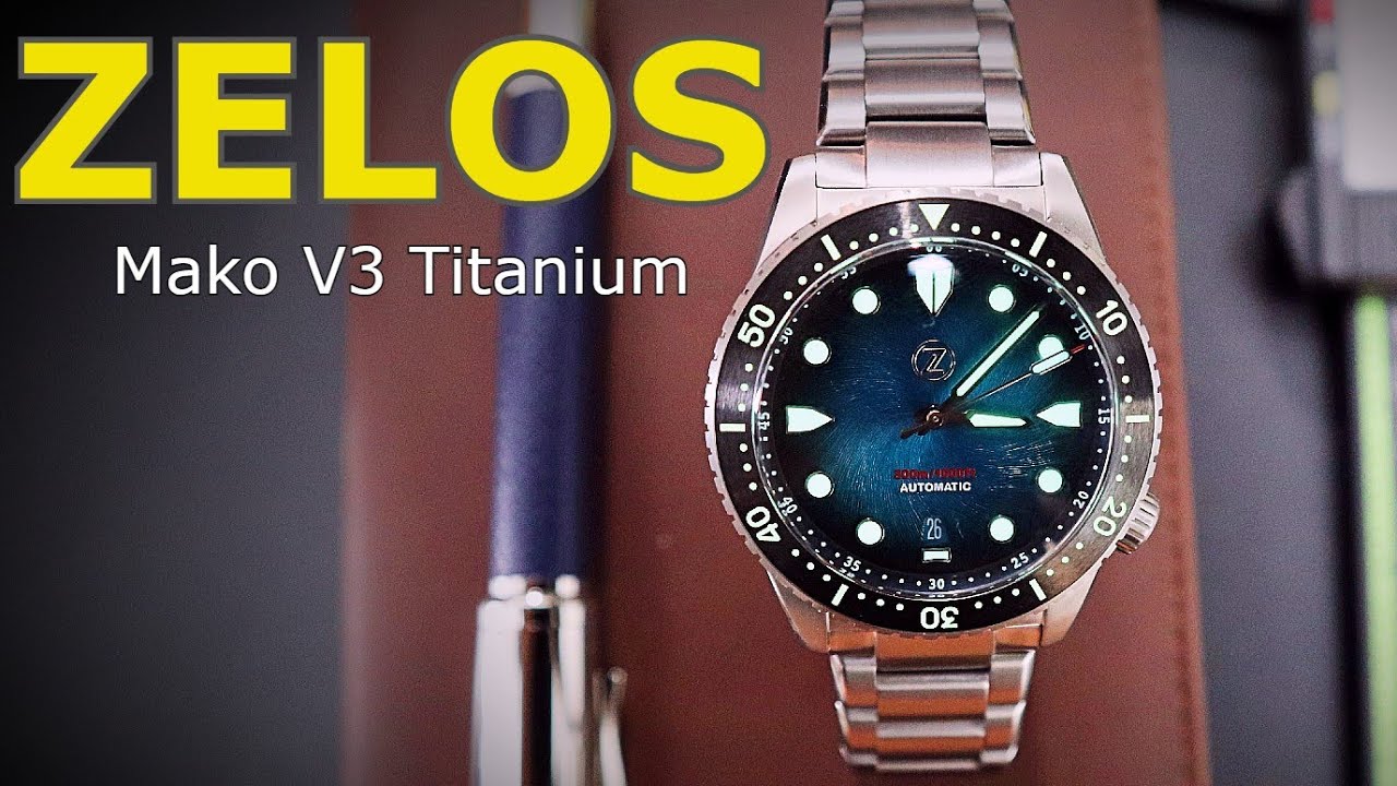 Zelos Mako 3 - Full Titanium - Extra Hard Coating - Affordable Well Made Titanium Dive Watch Mako V3