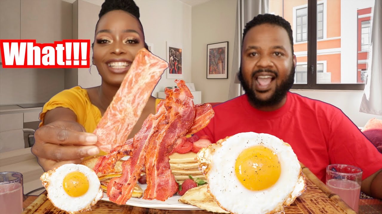 VEGAN FRIED EGGS BELEAF BACON REVIEW | MUKBANG | EATING SHOW