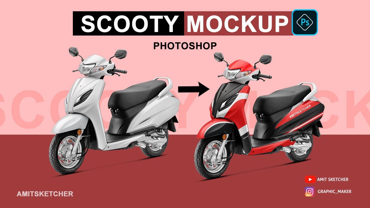 Scooty Mockup tutorial Photoshop complete process Using Smart Object