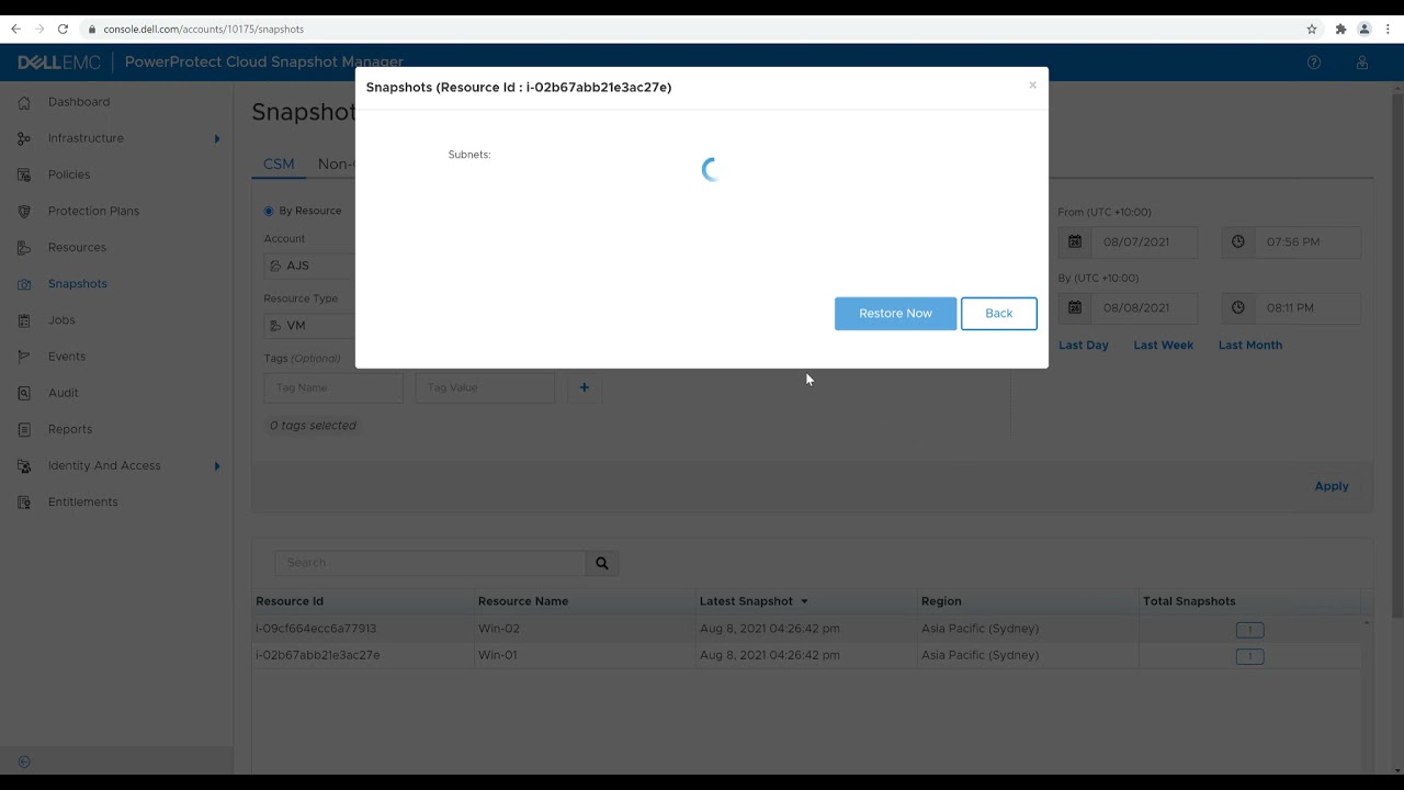 Dell Cloud Snapshot Manager Demo