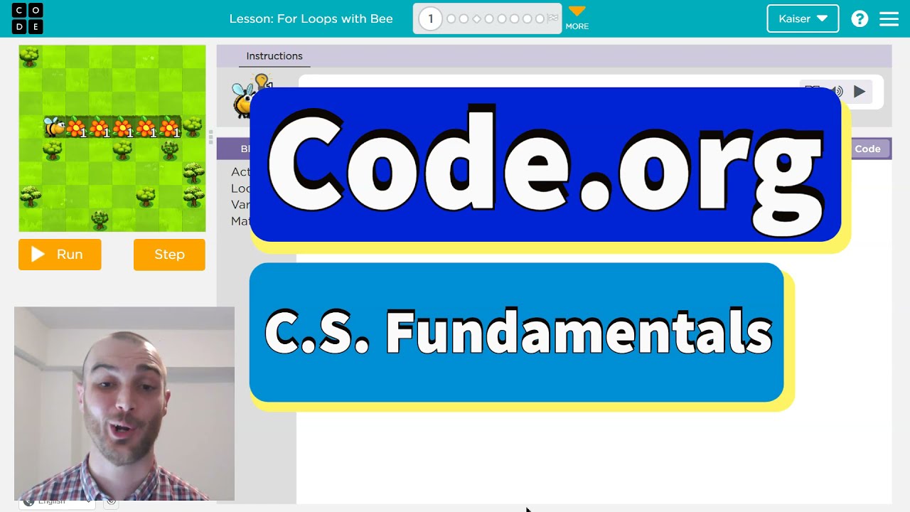 Code.org Course F Lesson 14 For Loops with Bee | Tutorial with Answers