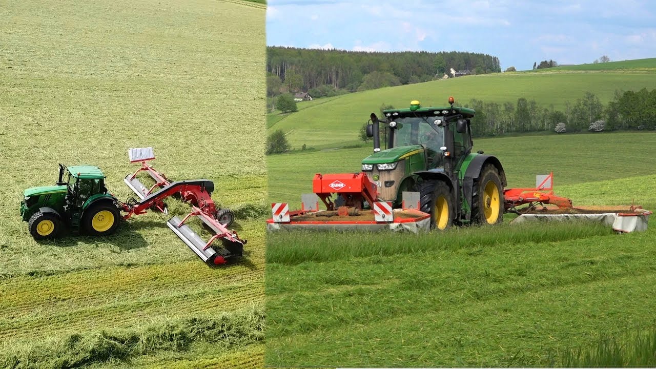 Grassilage 2019. | Mähen und schwaden mit Kuhn Mähkombination und Kuhn Merge Maxx 950.