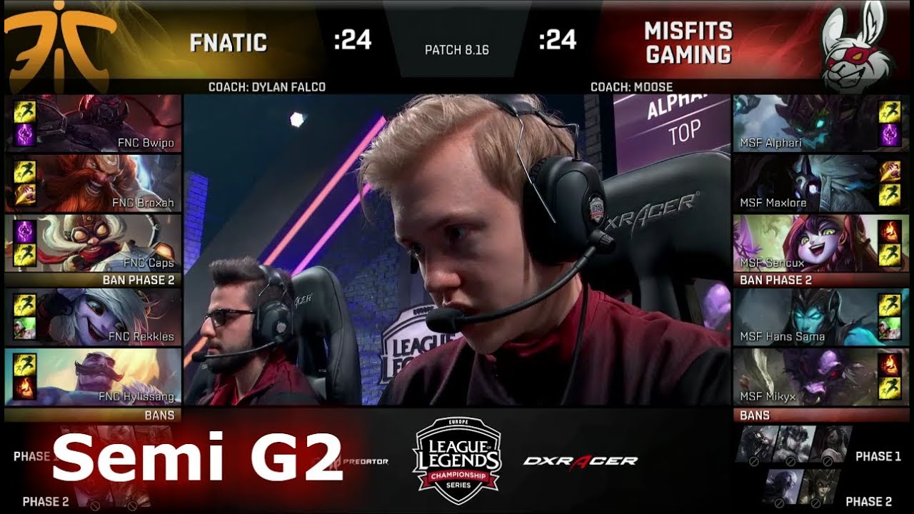 Fnatic vs Misfits | Game 2 Semi Finals S8 EU LCS Summer 2018 | FNC vs MSF G2