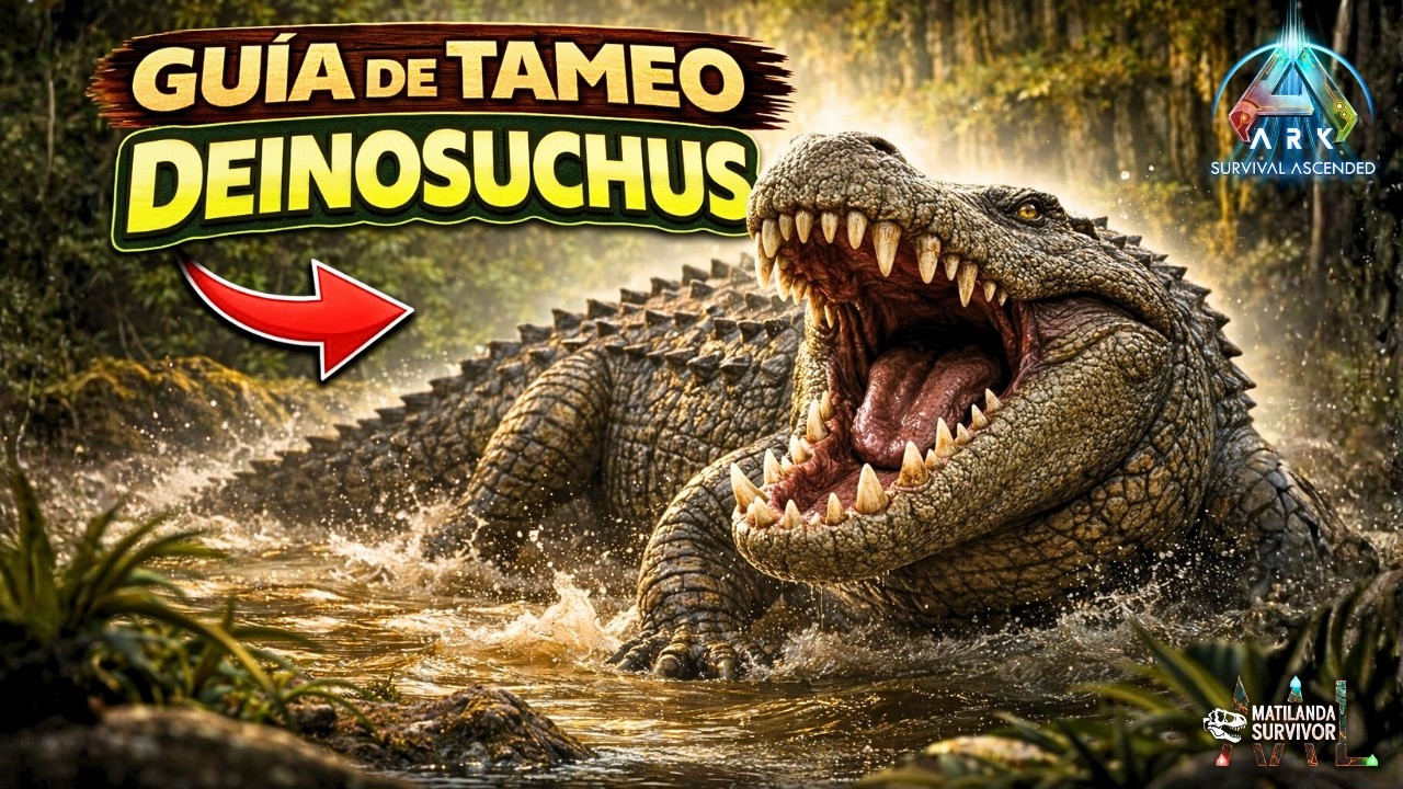 Cómo Tamear un DEINOSUCHUS y sus HABILIDADES en ARK Survival Ascended 🐊 | Guía de TAMEO 2026