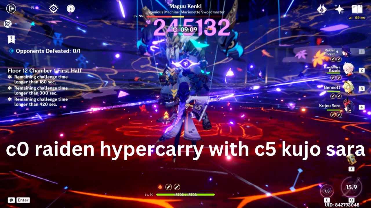 CO Raiden hypercarry with c5 kujo sara spiral abyss 4.0 | genshin impact