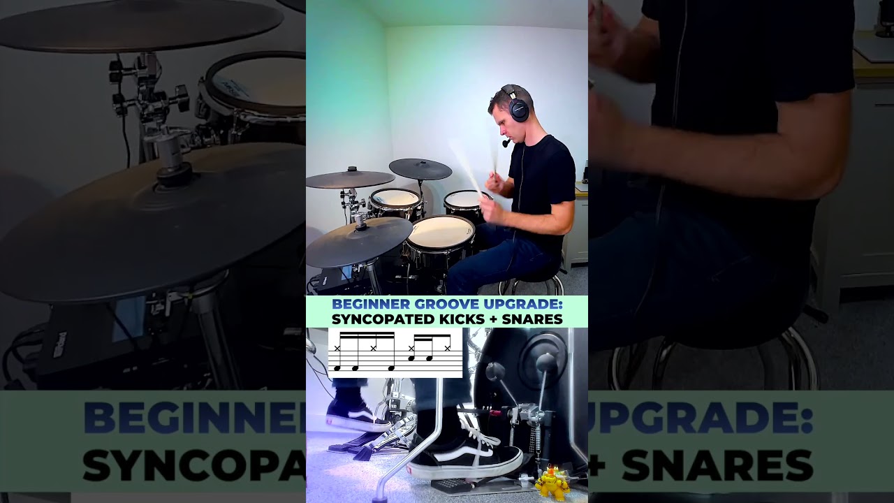 Beginner Groove Upgrade: Syncopated Kicks + Snares - Drum Lesson #drums #drumlessons #beginnerdrums