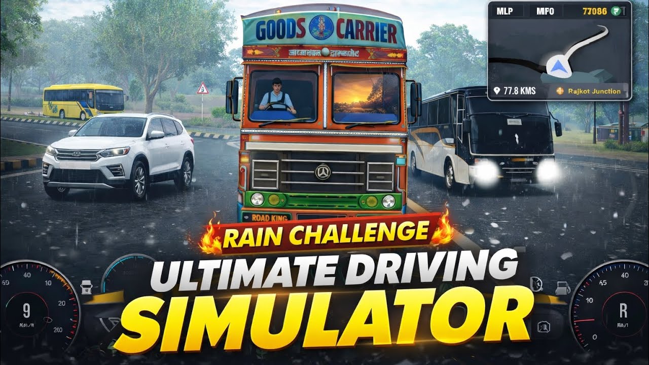 Dangerous Rainy Road Truck Driving Gameplay 🔥 Indian Simulator Game | SimGo