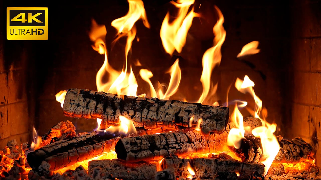🔥 Лучший уют камина: мягкий треск дров и огонь для праздников (Fireplace 4K)
