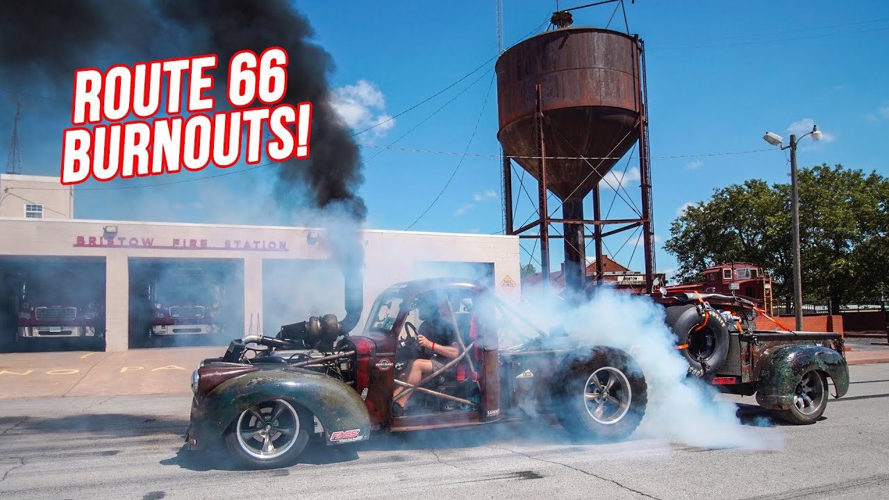 Burnouts And A Car Catches Fire On Route 66 Race Week Cruise! (Final Day Wrap)