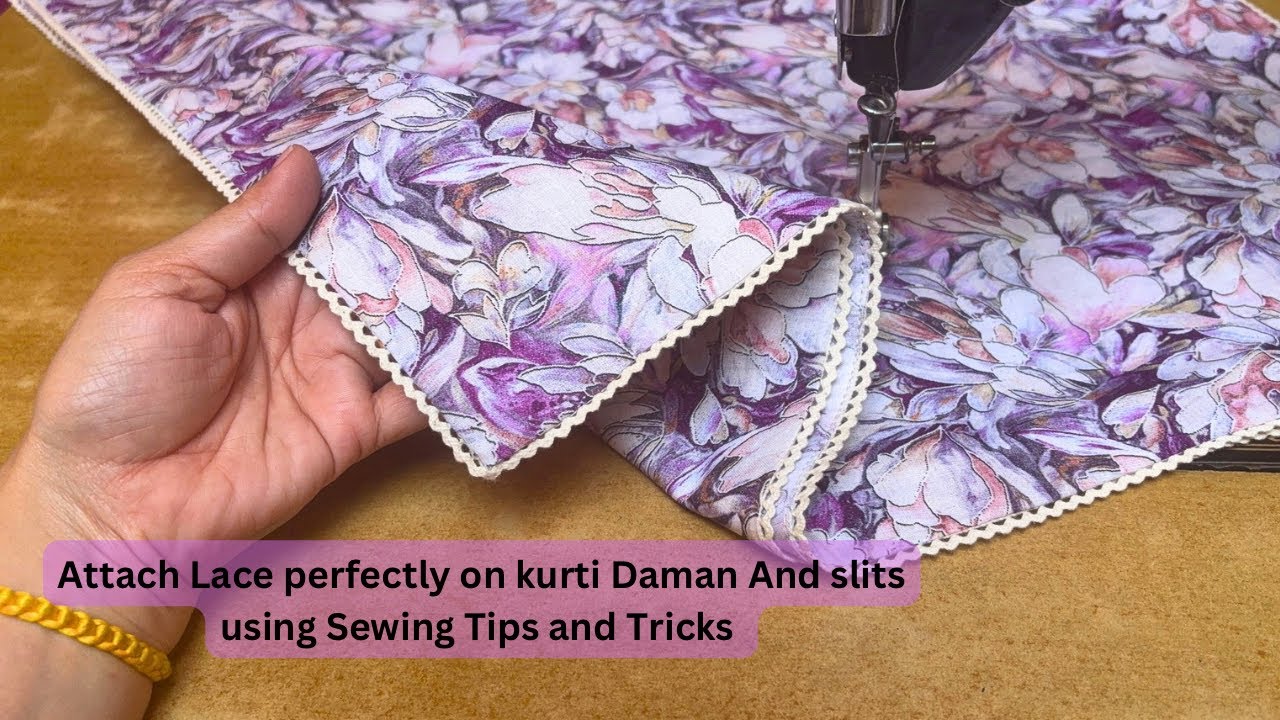 How to Attach Lace Perfectly on Kurti Side Slits And Daman Tips &Tricks| Easy Cutting and Stitching