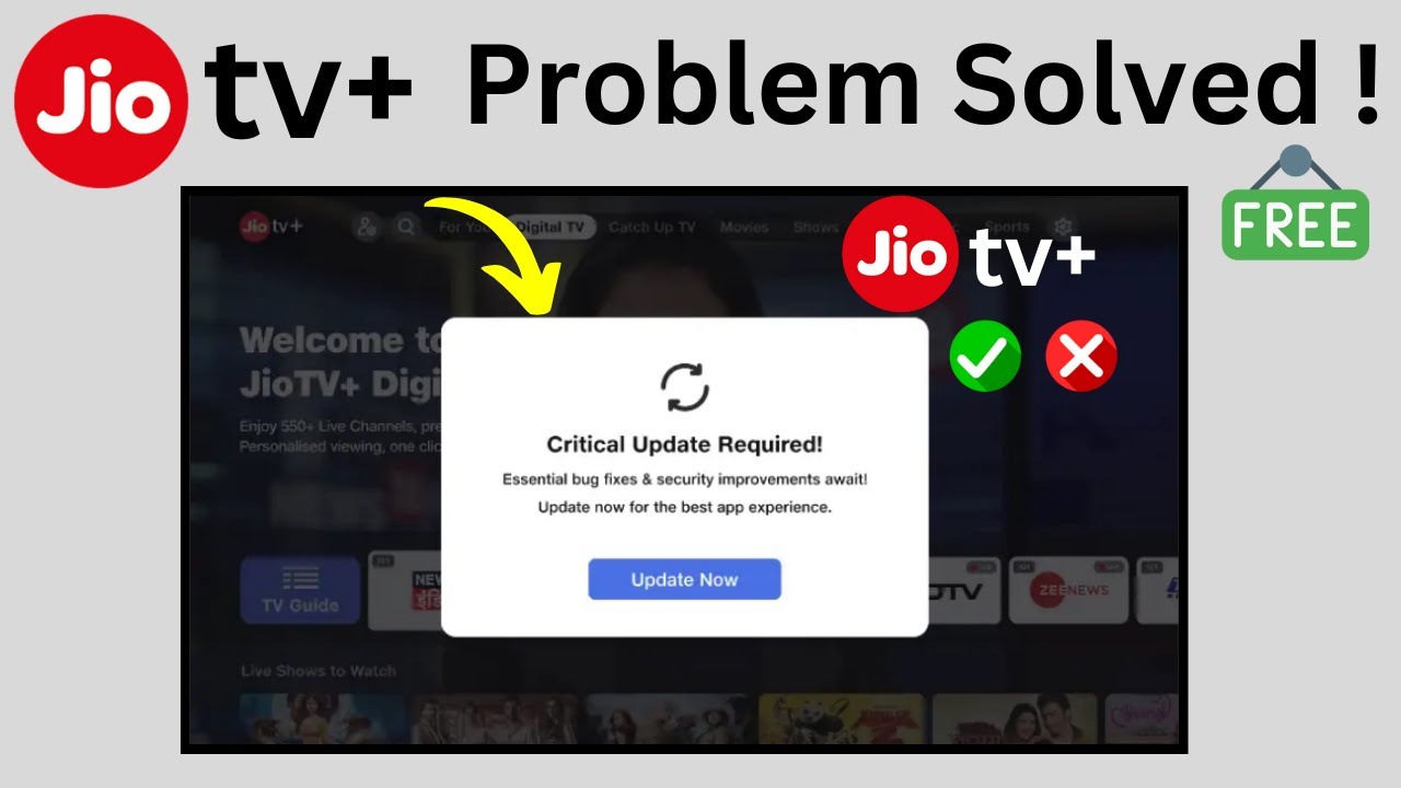 Jio TV+ App Critical Update Error? Simple Fix to Solve It Fast !