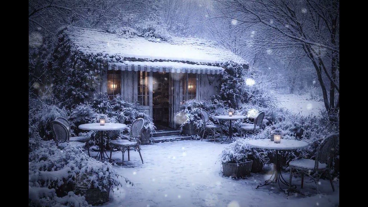 【作業用　ジャズBGM】　家事　仕事　読書　リラックスタイムに　Cozy Winter Café | Snowfall Ambience