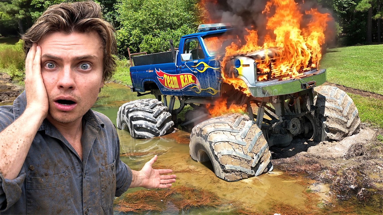 Monster Truck Caught FIRE - Our Worst Recovery Yet