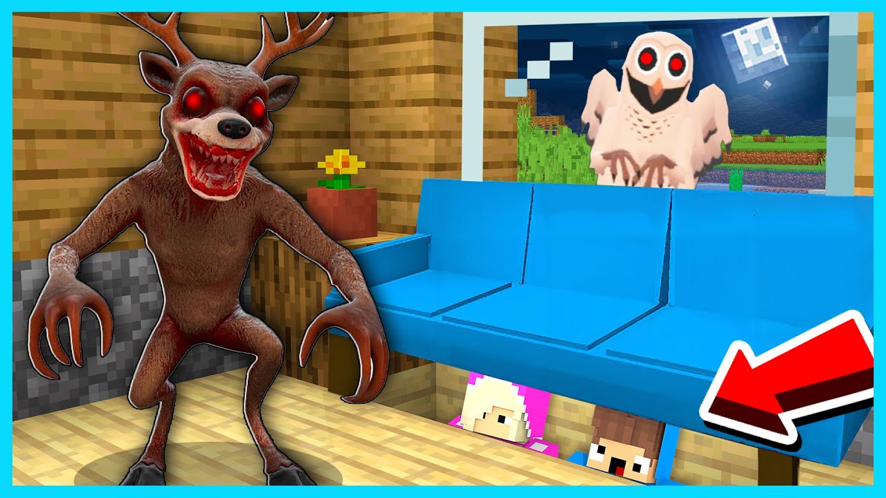 MIPAN & ZUZUZU SEMBUNYI DI BAWAH SOFA DARI RUSA DAN BURUNG HANTU MENGERIKAN MINECRAFT! KETAKUTAN