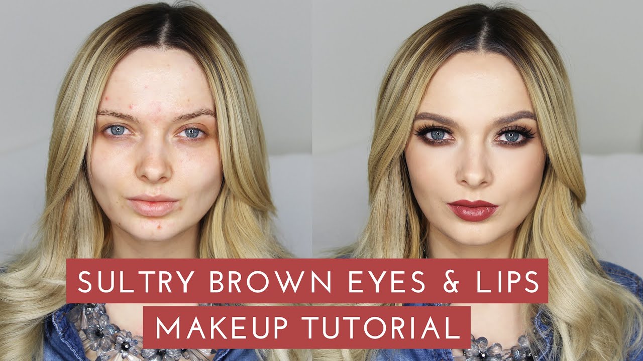 Sultry Smokey Brown Eyes & Lips Makeup Tutorial // MyPaleSkin