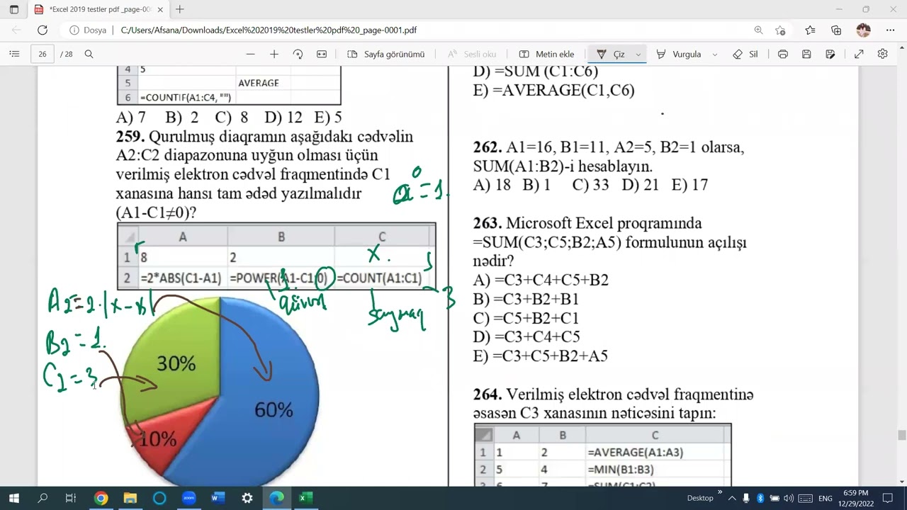 MS Excel-2019 Misal Tipləri -ll Hissə. (Master NR1)