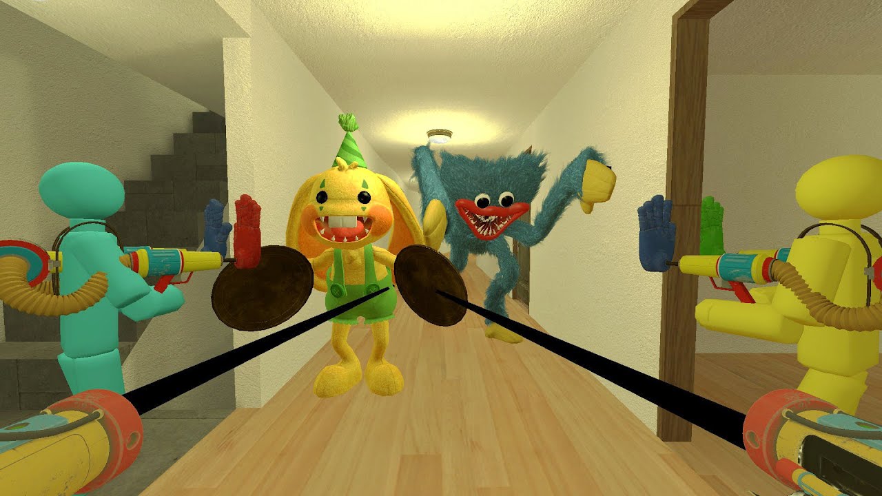 BUNZO BUNNY IS VERY FASTER! Huggy Wuggy Chasing 100 Players in Liminal Hotel in Garry's Mod Gmod