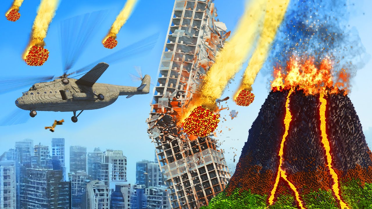 Realistic Volcano Eruption Destruction 😱 Teardown