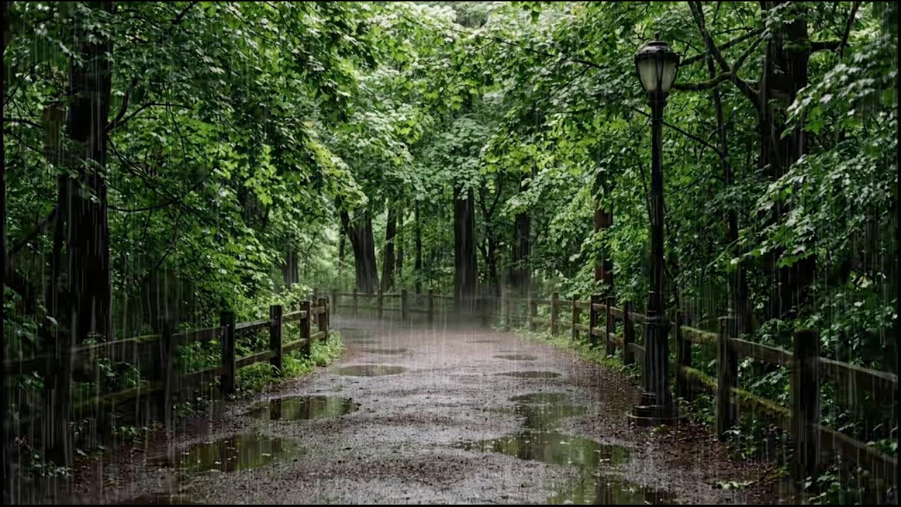Light Rain Through Woodland Leaves | Peaceful Ambient Audio for Relaxation