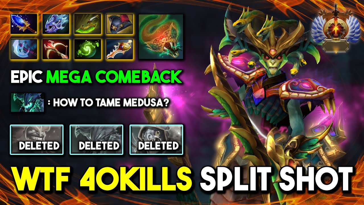 WTF 40KILLS MEGA COMEBACK Medusa 162K Split Shot Damage With Pirate Hat Tier 5 item 7.35b DotA 2