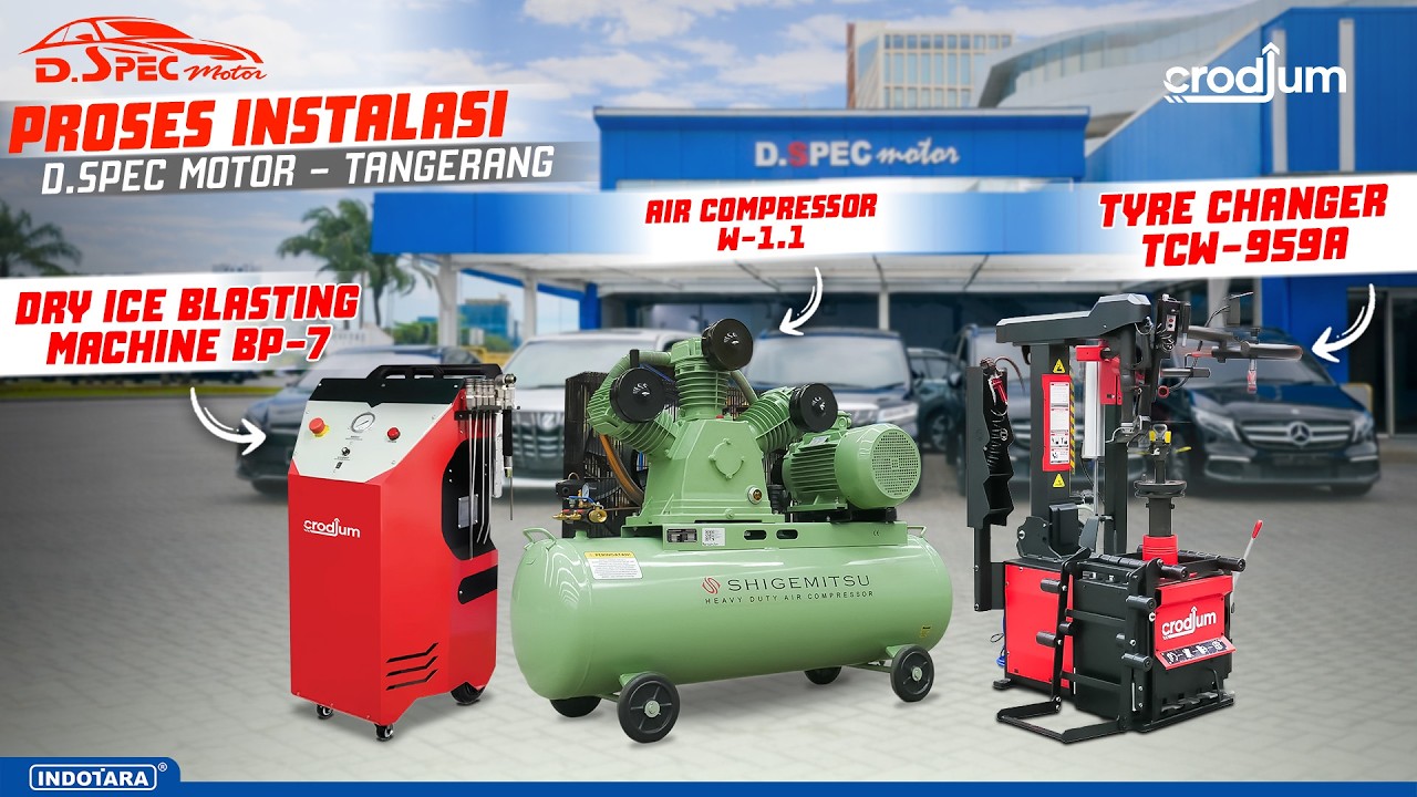 INSTALASI CRODIUM TCW-959A, DRY ICE BLASTING BP-7 & SHIGEMITSU COMPRESSOR DI D.SPEC MOTOR