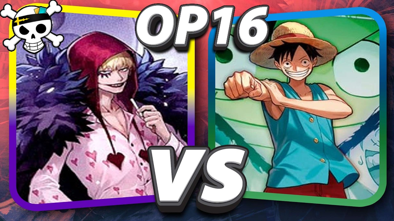 OP16 Фиолетово-желтый Росинанте против сине-зеленого Луффи | Геймплей One Piece TCG