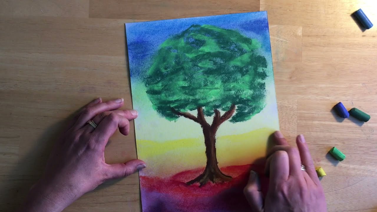 Rainbow Tree Painting with Soft pastel chalk | Waldorf inspired tutorial for beginners DIY #2