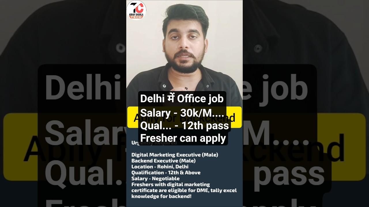 Job hiring in delhi | 12th Pass Fresher Job | 30K Salary | No Experience Needed #fresherjobs #jobs