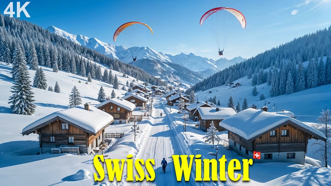 Switzerland Countryside Under a Blanket of Snow | Mürren To Gimmelwald Walk 4K