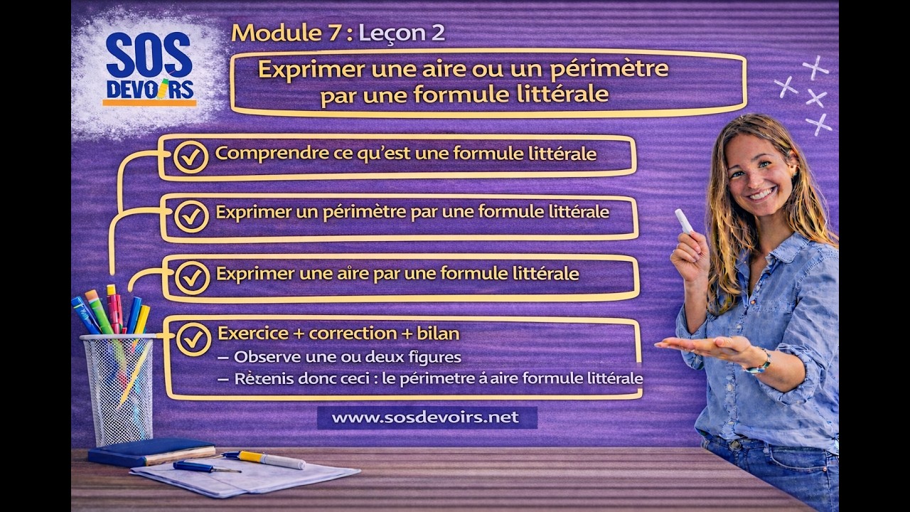 Calcul littéral – Exprimer une aire ou un périmètre par une formule littérale