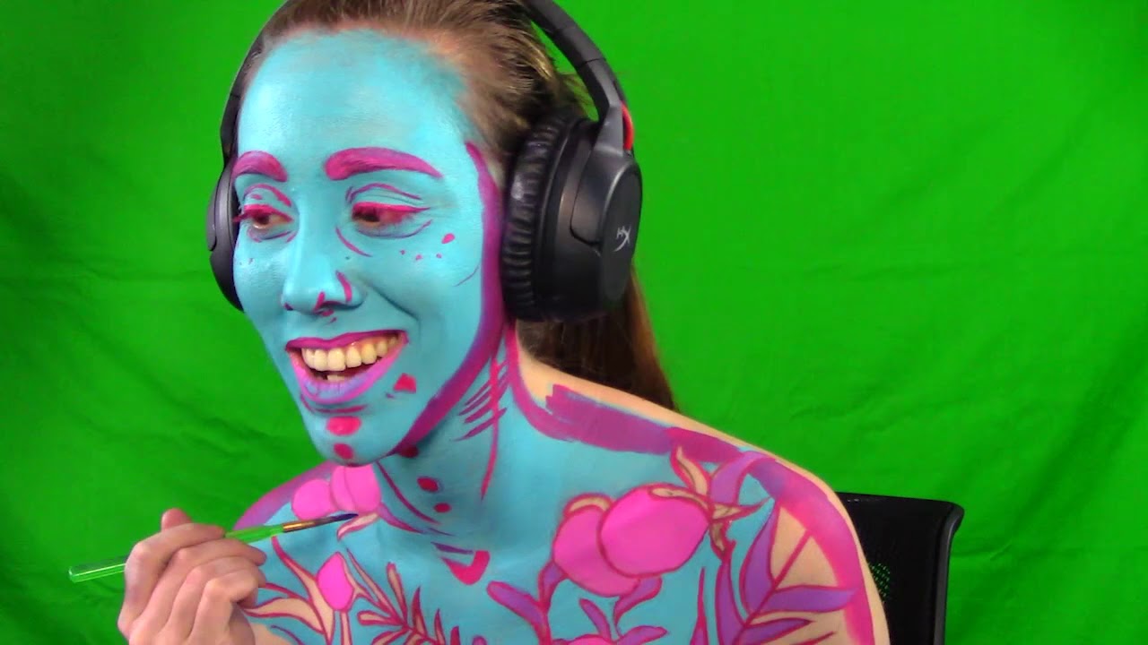 TheBadLuckBuddha: Time lapse body paint Blue Floral