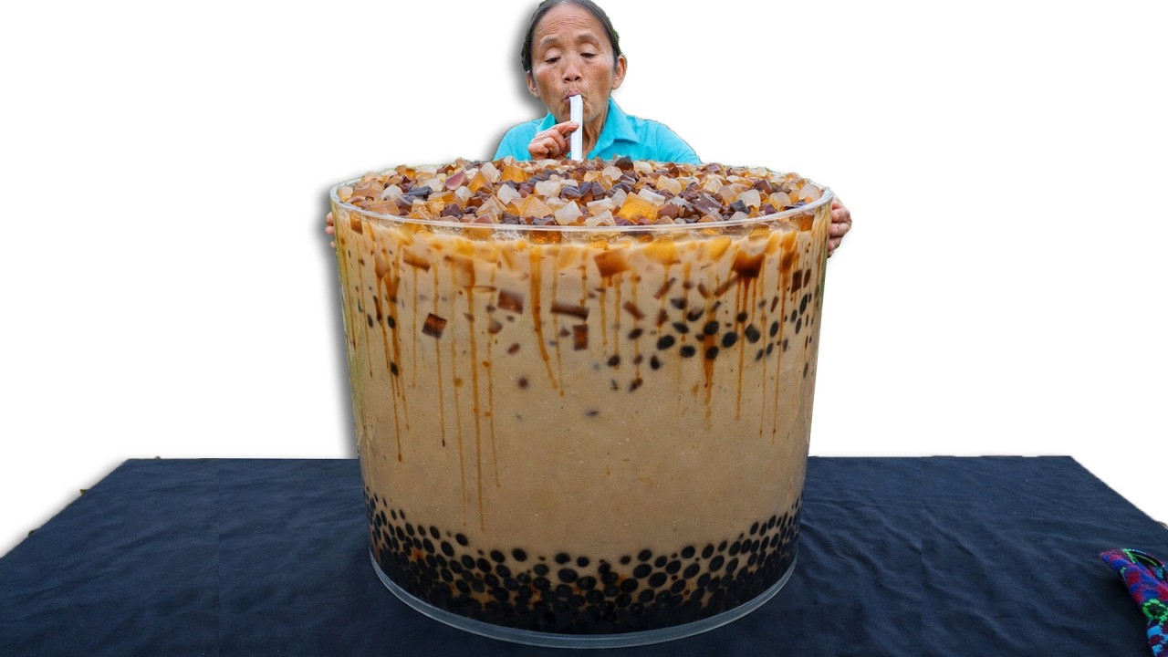 Bà Tân Vlog - Lần Đầu Làm Cốc Trà Sữa Trân Châu Đường Đen Khổng Lồ Đãi Cả Làng