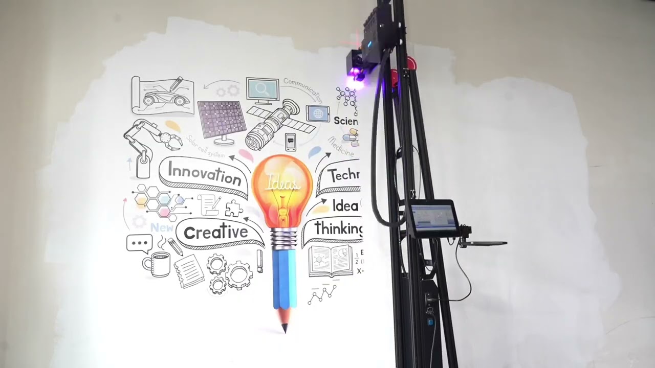 Mind-Blowing Wall Art: TPP1000 Wall Printer Prints Light Bulb & Blueprint Design