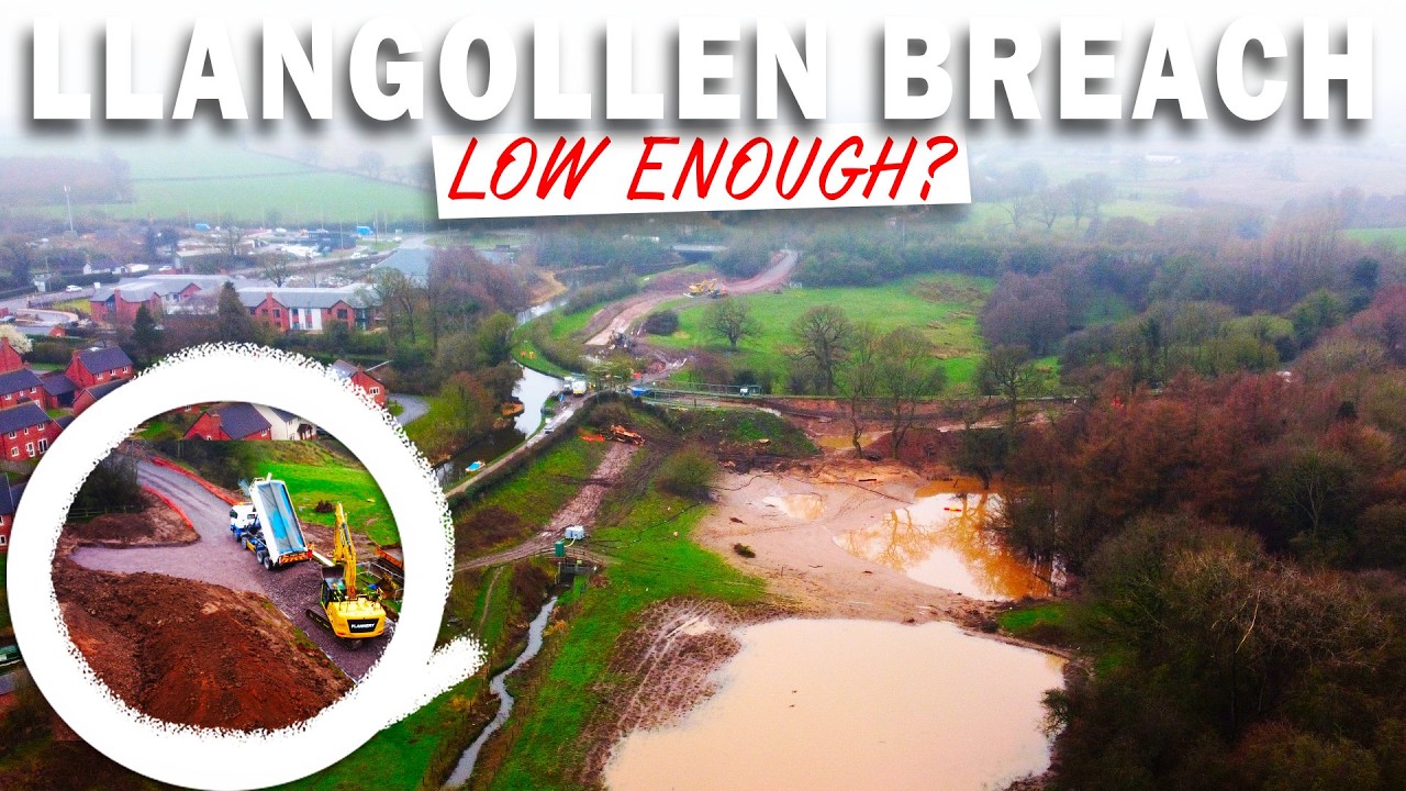 The Lake is Almost Gone! LATEST UPDATE AT THE LLANGOLLEN CANAL BREACH! New Turning Area?