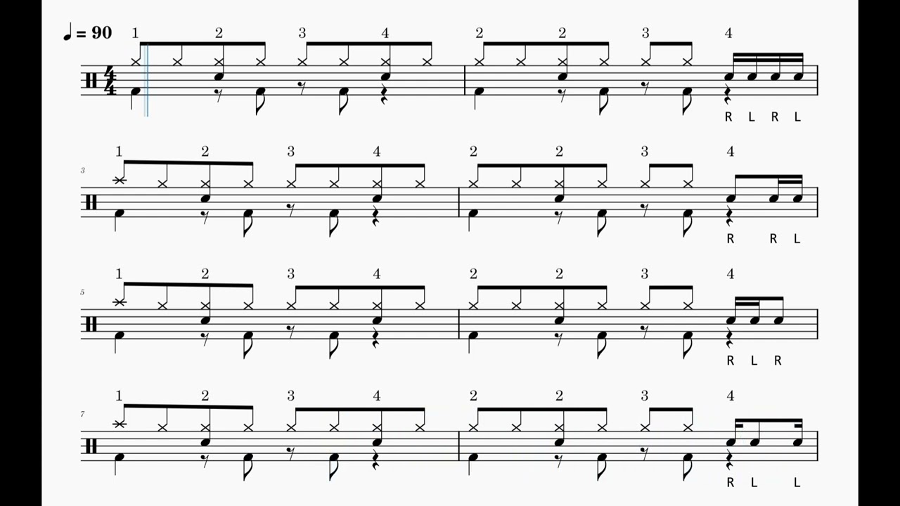 드럼 킥주법 4 반복 Drum
