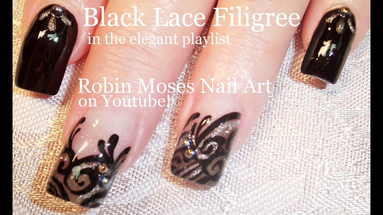 Nail Art Tutorial | Easy Nail design Ideas | Formal Black lace nail Art
