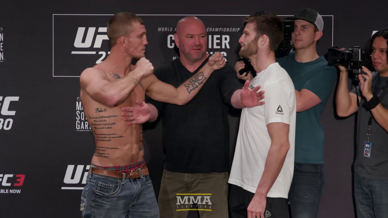 UFC 230: Jason Knight Goes Shirtless For Media Day Staredown With Jordan Rinaldi - MMA Fighting
