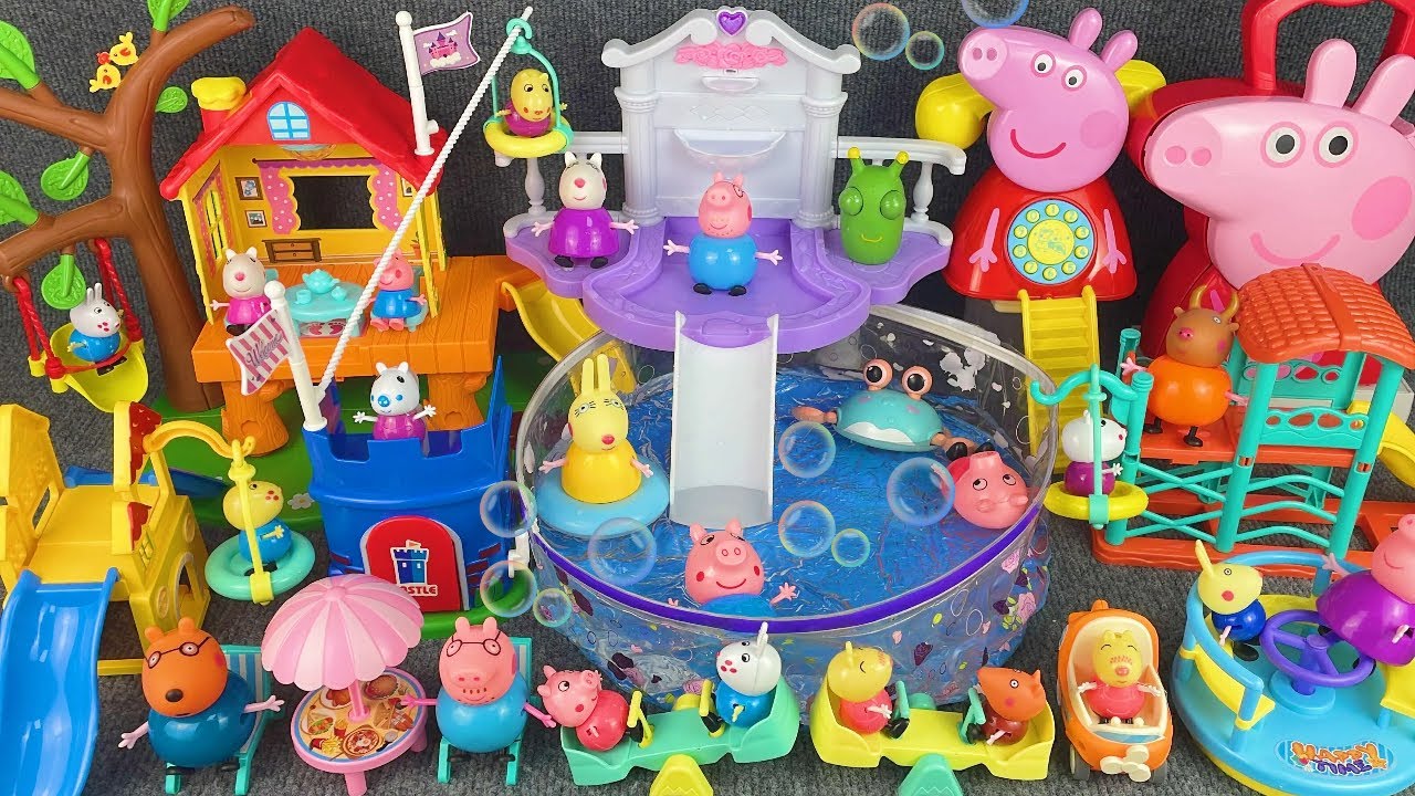 12 Minutes Satisfying with Unboxing Peppa Pig Swimming Pool & Playground Toys Set Review | ASMR 