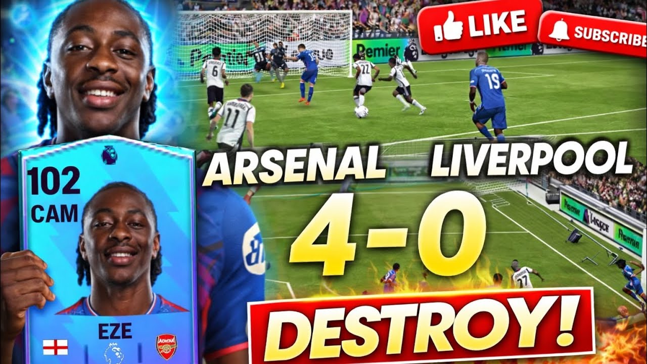 Arsenal vs Liverpool match score line 4-0 destroyed 😱😱🔥 like this channel and subscribe #football 