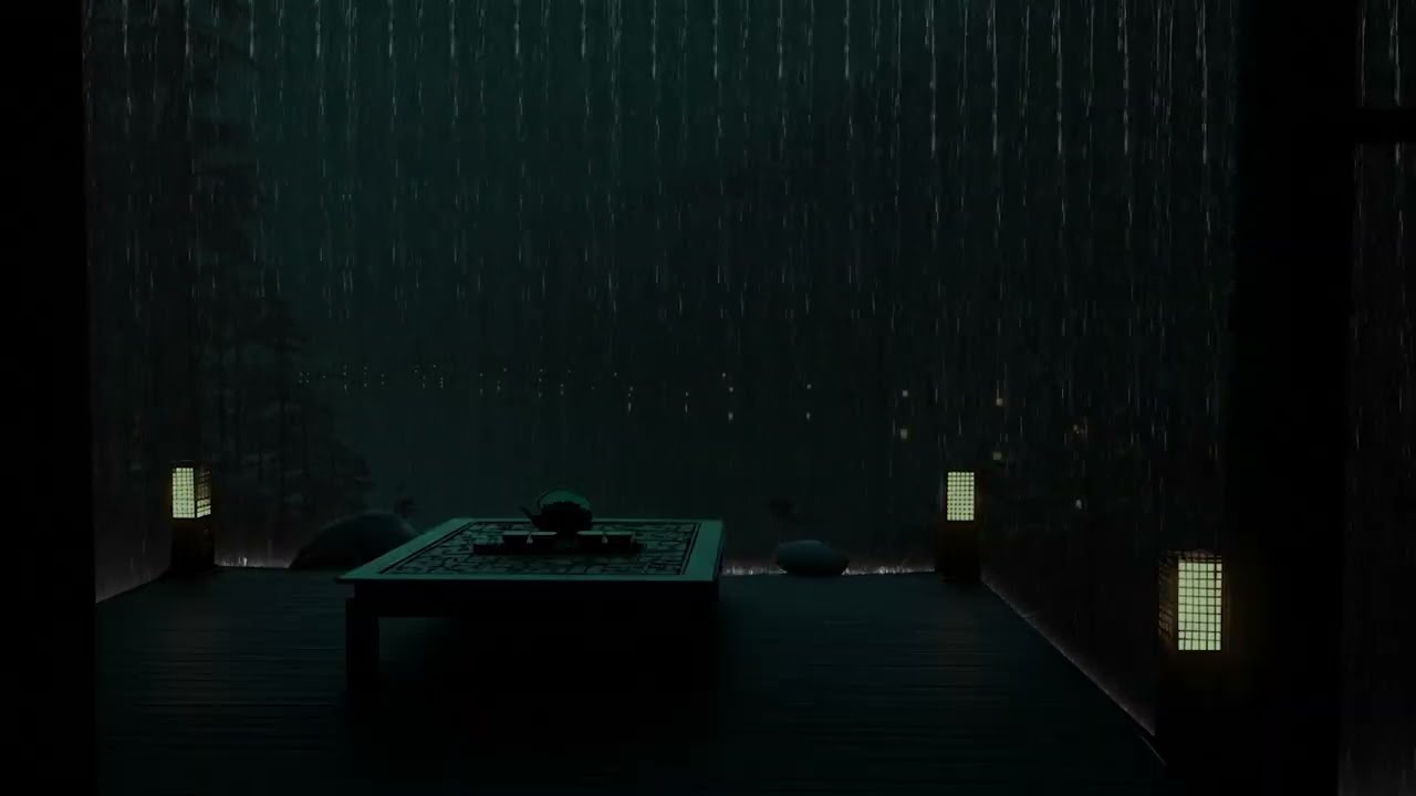 Rain Sounds in a Cozy Riverside Cabin | Dark Room Ambience for Deep Sleep & Insomnia Relief