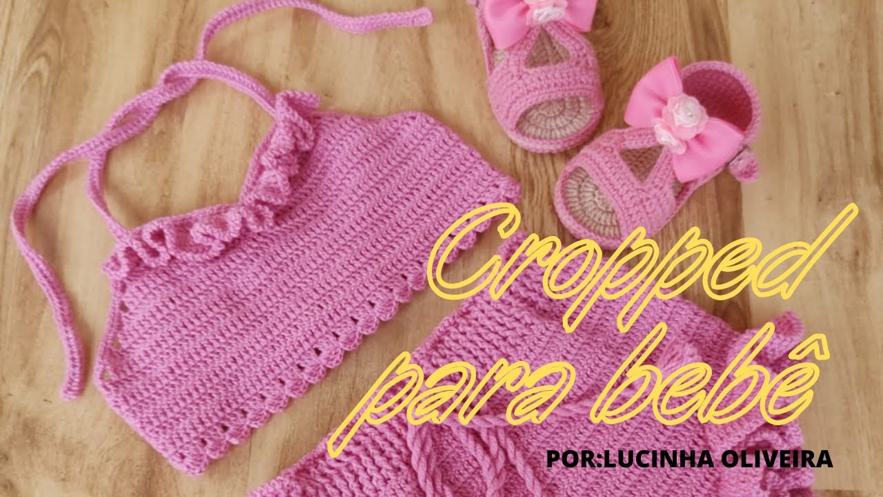 Top cropped de crochê para bebê - @FioaFioCrochê