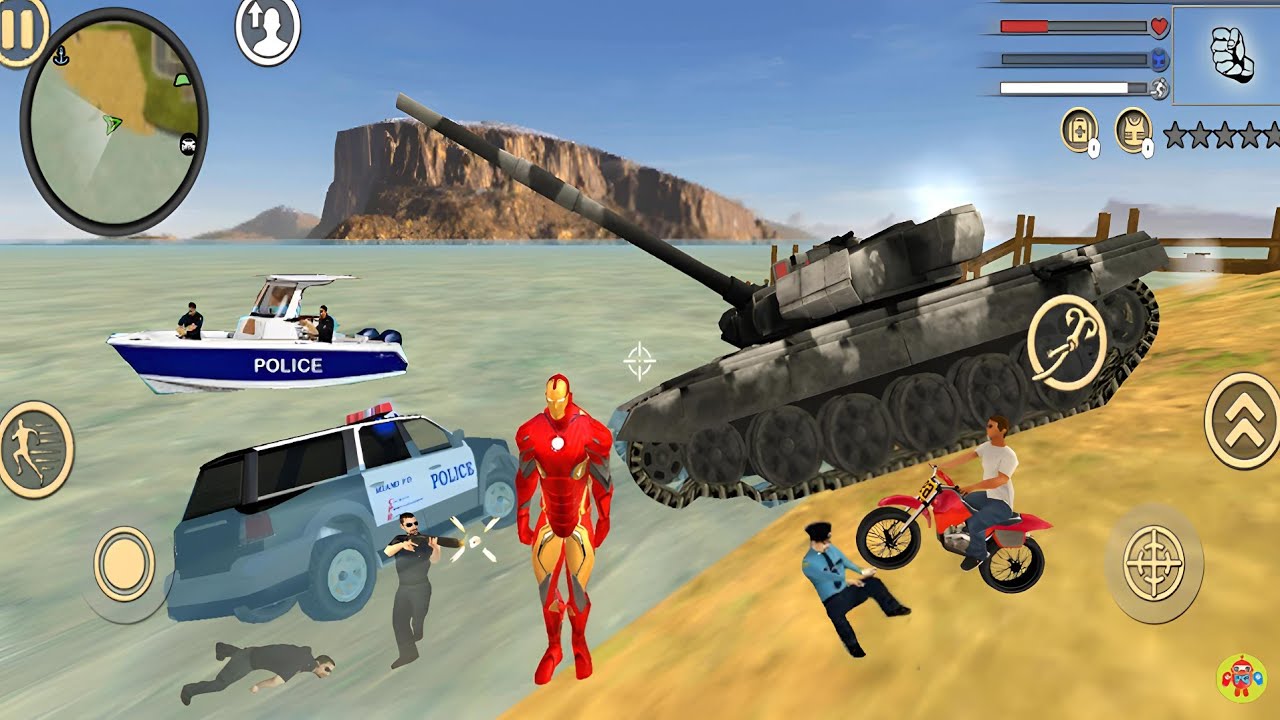 Iron Rope Hero: Vice Town City Crime Simulator City Police Tank #12 - Android Gameplay