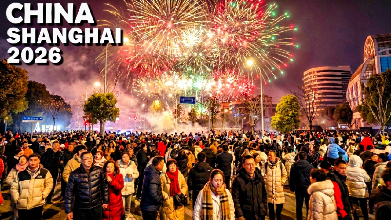 2026中国新年迎财神的疯狂夜晚~上海变成了震撼的烟花战场！美兰湖小镇春节漫步之旅