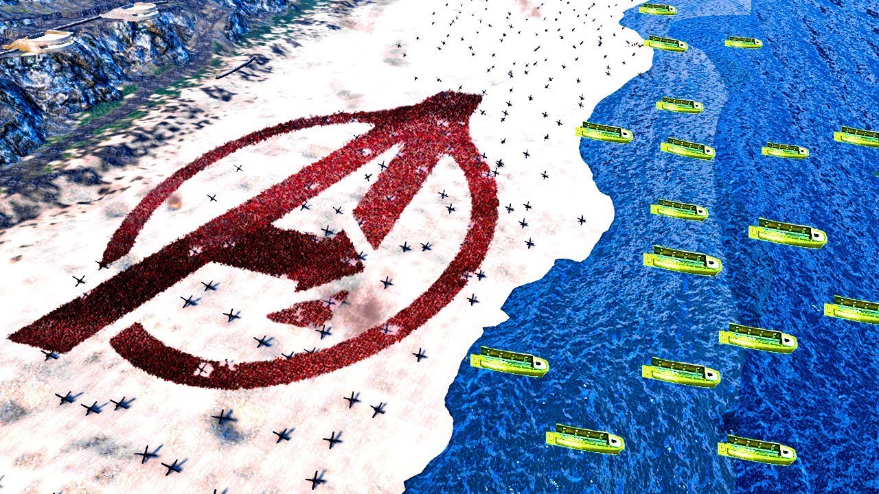 UEBS - Marvel Avengers vs German Invasion of Normandy - Ultimate Epic Battle Simulator