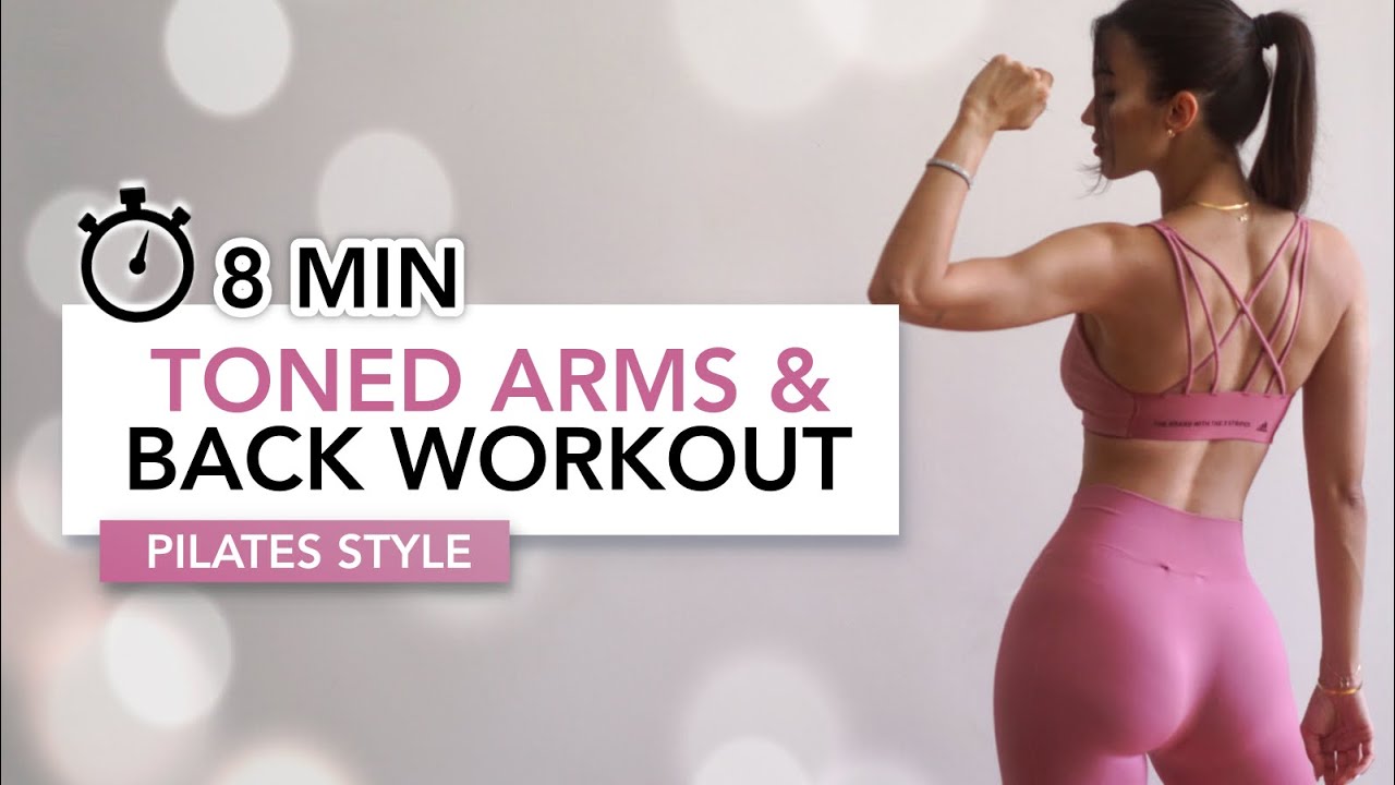 8 MIN TONED ARMS & BACK WORKOUT | Тренировка пилатеса для тонированных рук и спины | Eylem Abaci