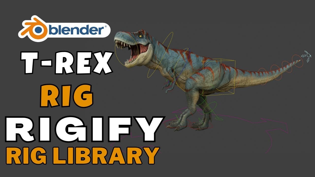 Create T-Rex RIG with Rigify : Rig-Library in Blender | Rigify Animal Rig
