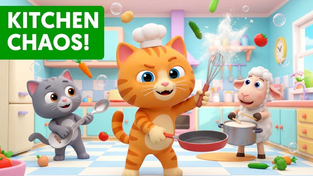 Funny Kittens in the Kitchen | Catchy Kids Music Video