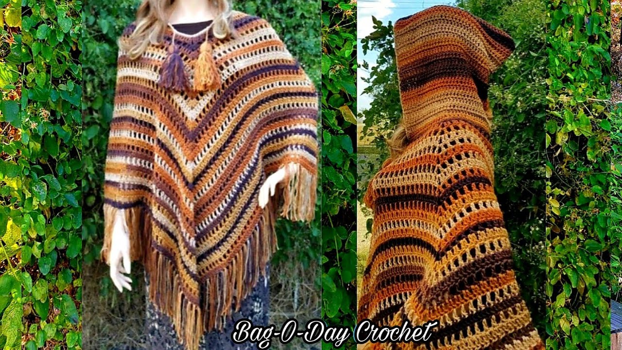 How to Crochet An Easy Hooded Poncho | Carmel Macchiato | BAG O DAY CROCHET Tutorial #421
