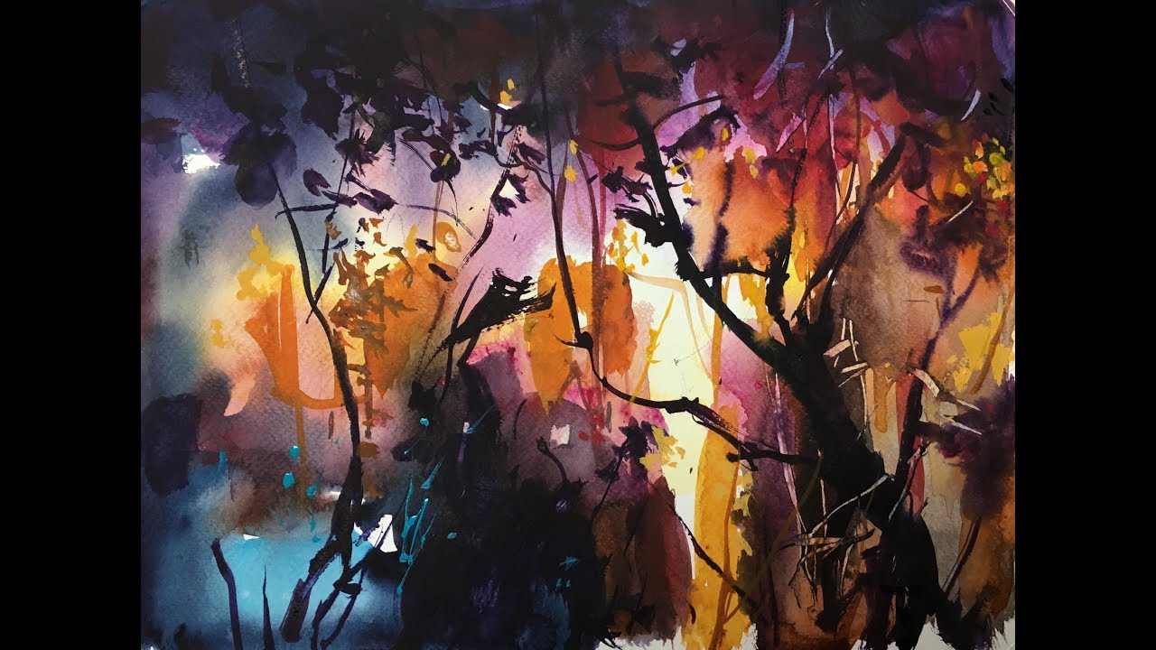 Abstract Nature Watercolor tutorial painting workshop demonstration