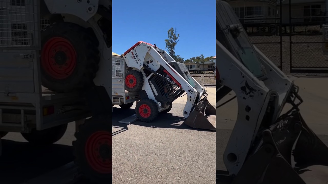 Loading Bobcat Skid Steer onto trailer WITHOUT ramps